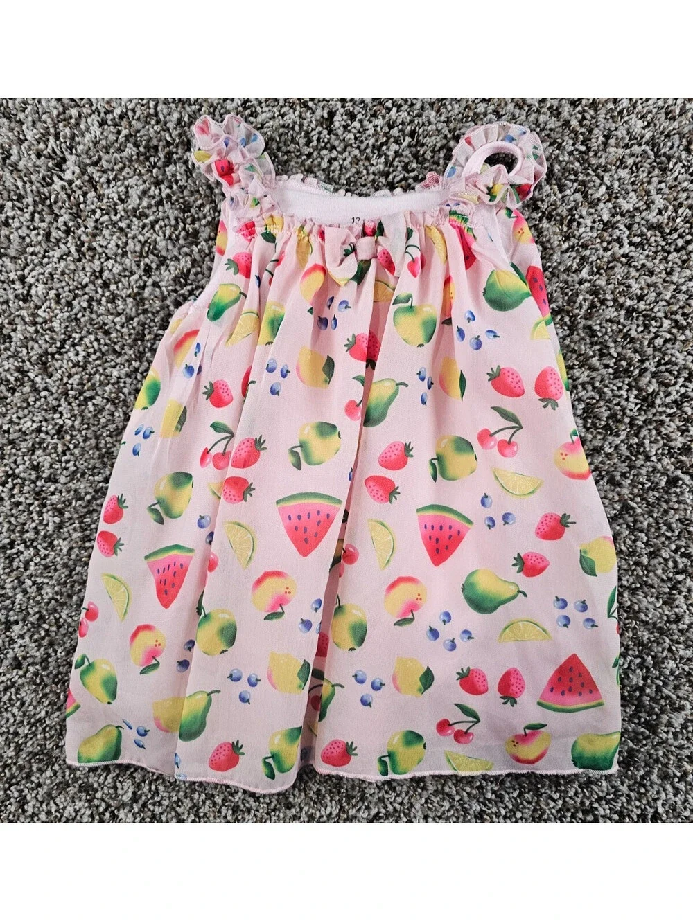 Baby Starters Girls Sz 12M Sleeveless Summer Dress All Over Fruit Print